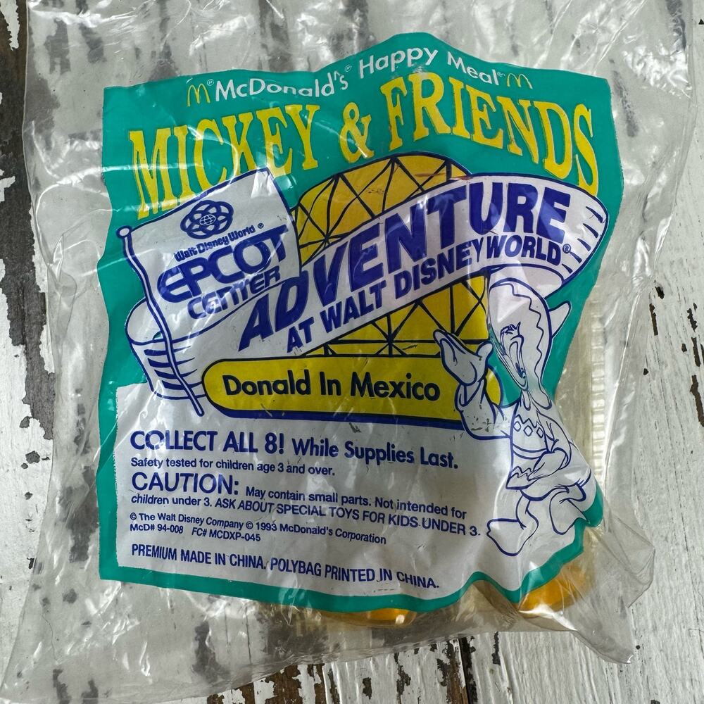McDonald's Mickey & Friends 1993 Donald in Mexico Walt Disney World NOS NIP Vtg - Picture 2 of 3